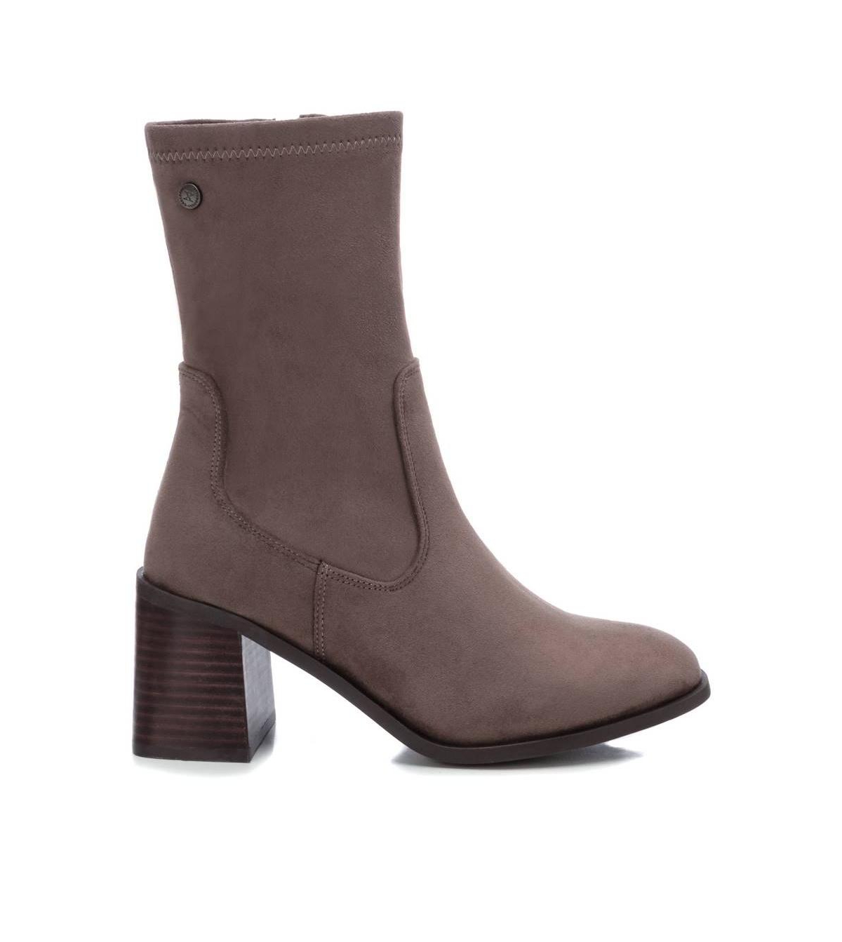 Women's Fashion Sock Boots with side Zipper - Taupe