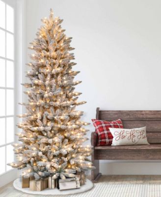Puleo 7.5FT &nbsp;Pre-Lit Flocked Slim Fraser Fir Artificial Christmas Tree