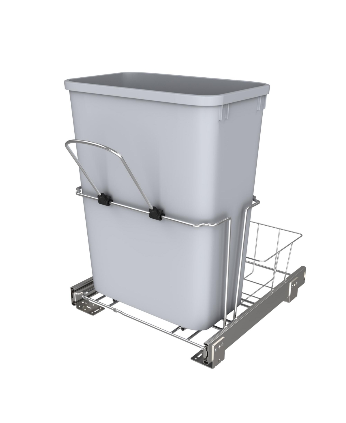 32 qt. Universal Waste Container with Rear Basket, Rukd-1432RB-1 - Grey