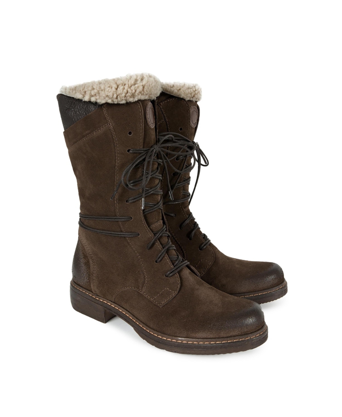 Woodsman Sheepskin Trim Lace Boots - Brown