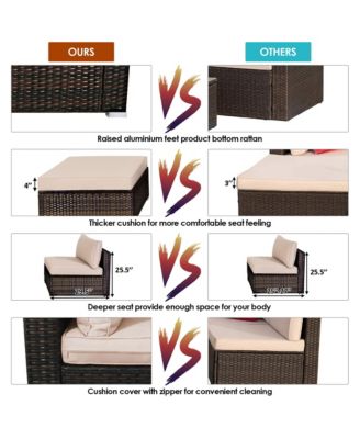 5PCS Outdoor Patio Rattan Furniture Set Sectional Conversation