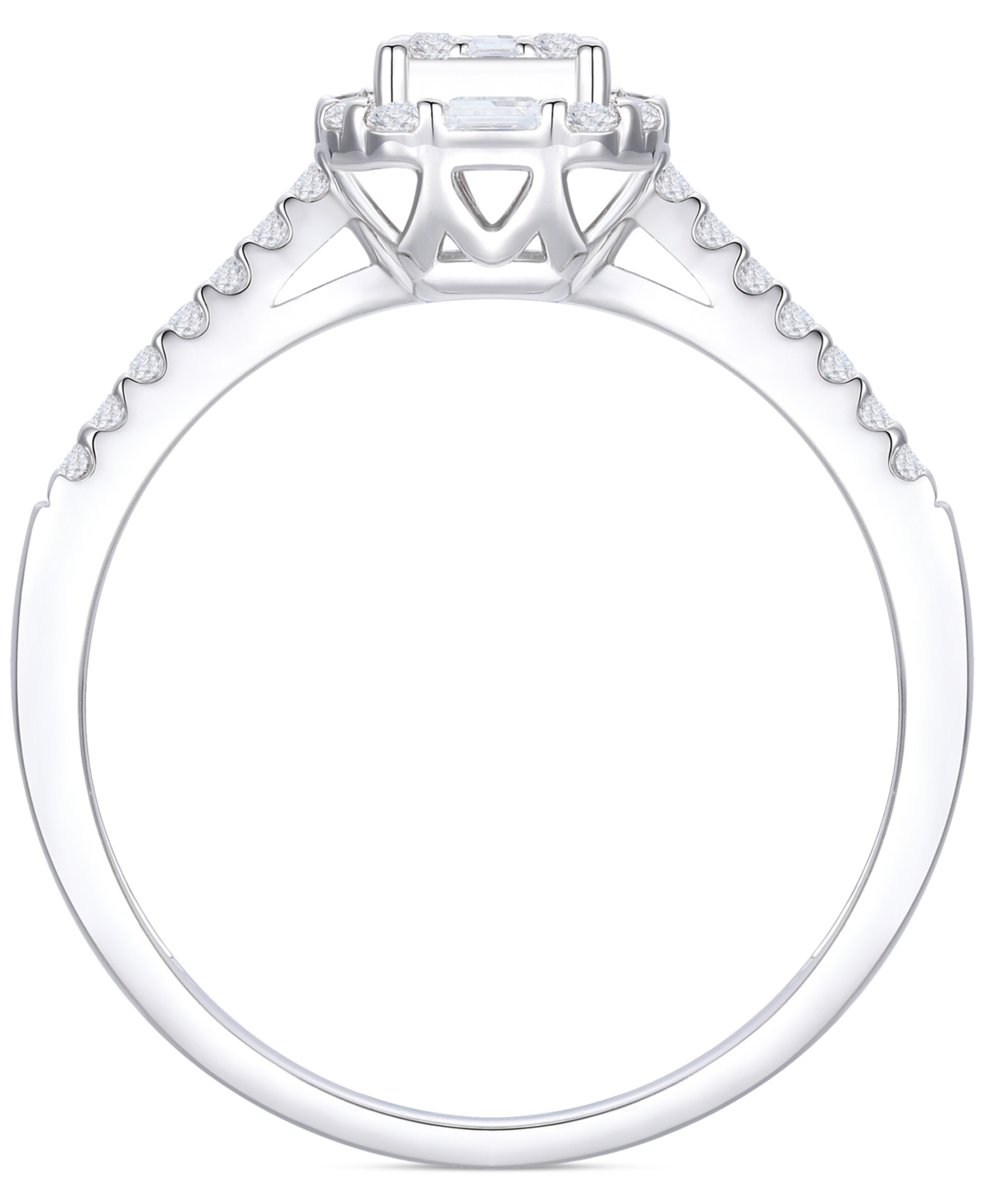 Macy's Diamond Emerald Shaped Halo Cluster Engagement Ring (3/8 Ct. T.w.) In 14k White Gold In White Gold