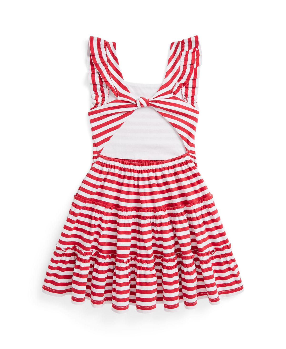 Polo Ralph Lauren Striped Ruffled Cotton Jersey Dress In Assorted