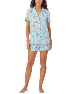 Cuddl Duds - Women's Printed Short-Sleeve Boxer Pajama Set