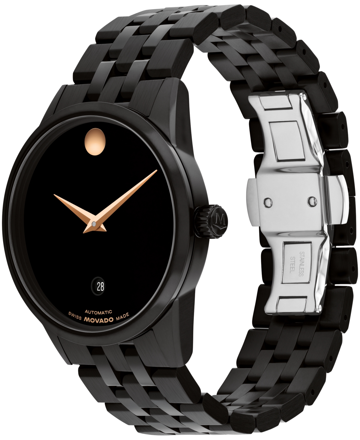 Movado Men's Museum Classic Swiss Automatic Black Pvd Watch, 40mm In Black