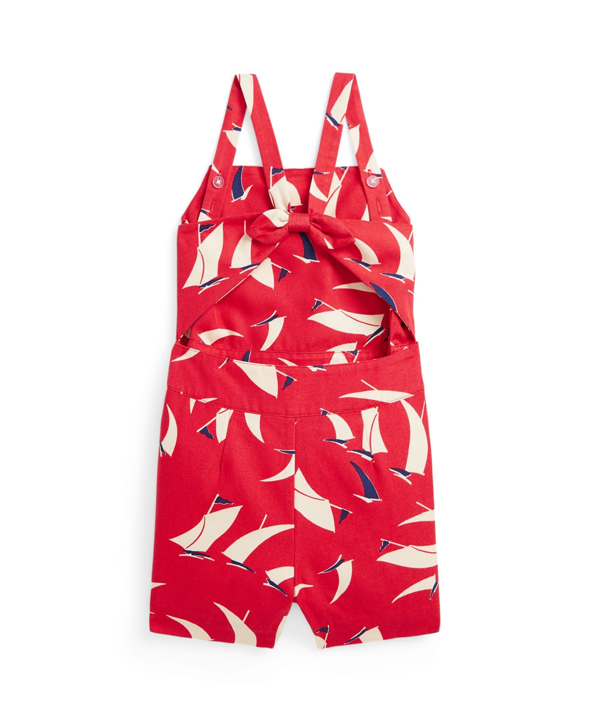 Shop Polo Ralph Lauren Toddler And Little Girls Sailboat-print Canvas Romper In Art Deco Sails