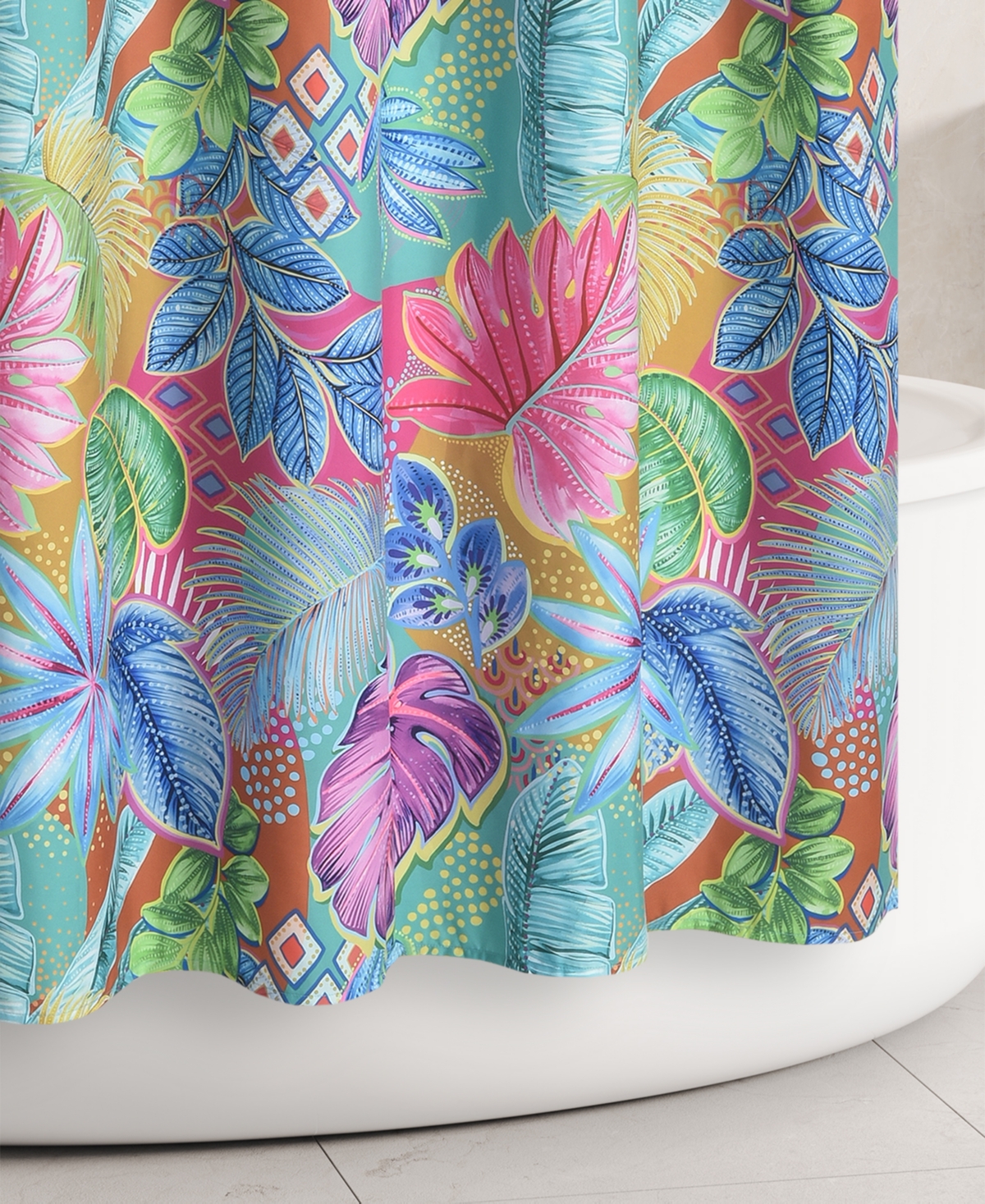 J Queen New York Hanalei Shower Curtain, 72" X 72" In Turquoise