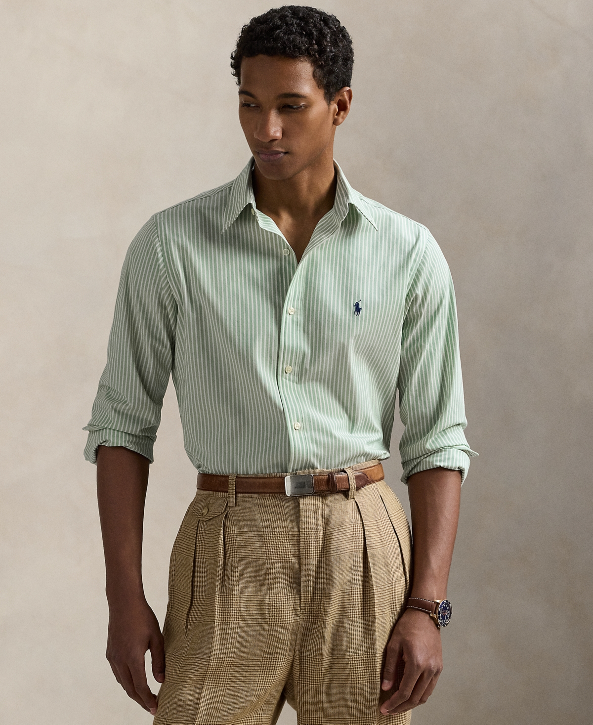 Polo Ralph Lauren Men's Classic-Fit Stretch Poplin Shirt - Green/White