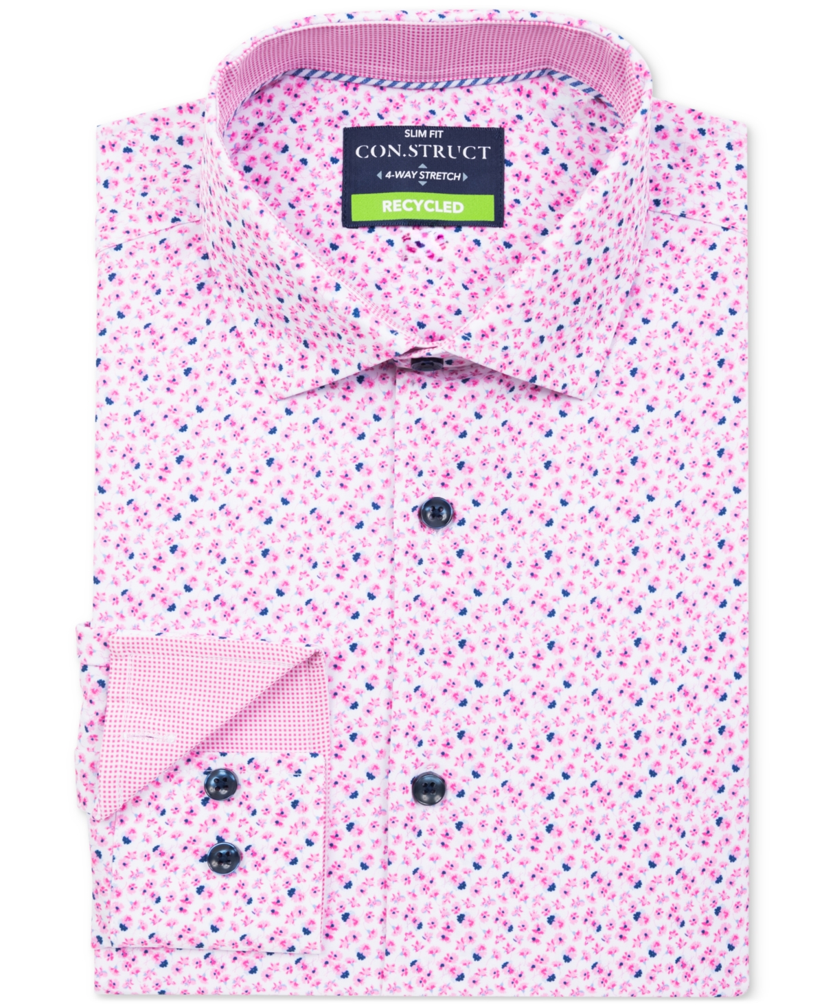 Construct Men's Recycled Slim Fit Floral 4-way Stretch Performance Dress Shirt In Pink
