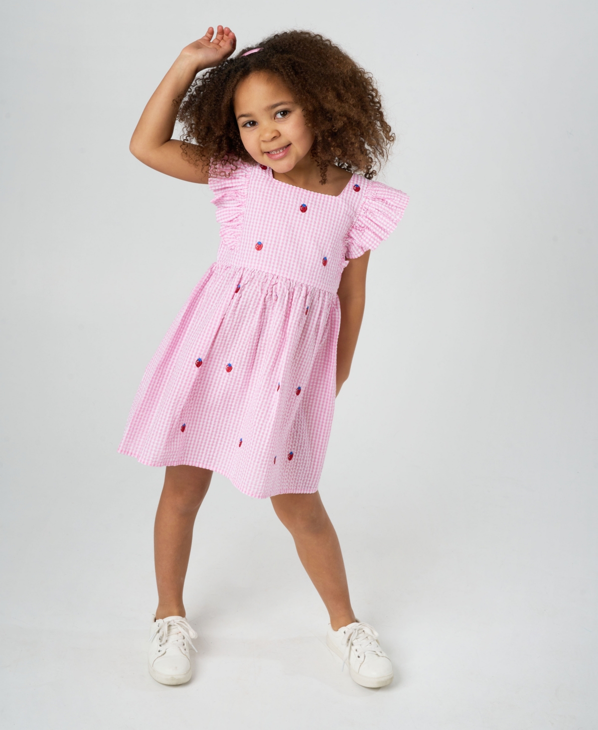 Shop Rare Editions Toddler And Little Girls Strawberry Seersucker Dress In Pink