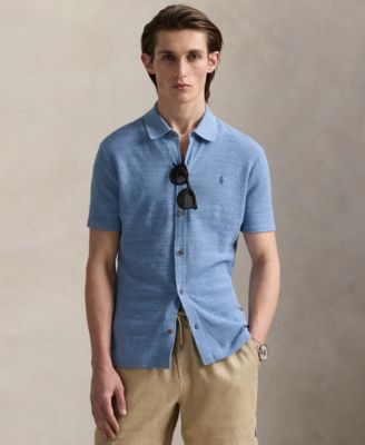 Polo Ralph Lauren Men's Textured Cotton-Linen Shirt Sweater
