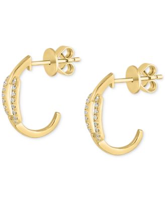 Diamond Link Small Hoop Earrings (1/6 ct. t.w.) in 14k Gold