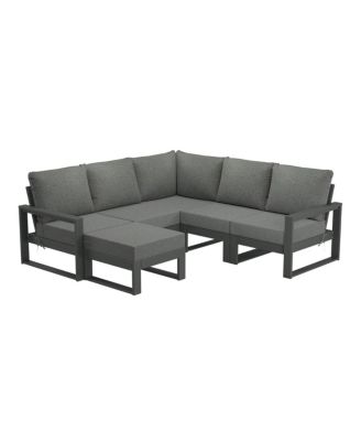 6-Piece Outdoor Patio Corner Sectional Sofa Conversation Set