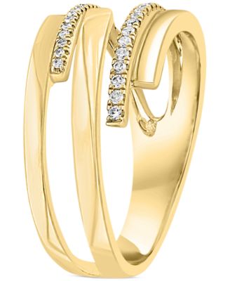 Diamond Asymmetrical Multirow Statement Ring (1/6 ct. t.w.) in 14k Gold
