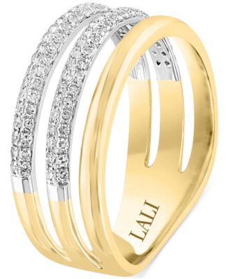 Diamond Triple Row Ring (3/8 ct. t.w.) in 14k Two-Tone Gold