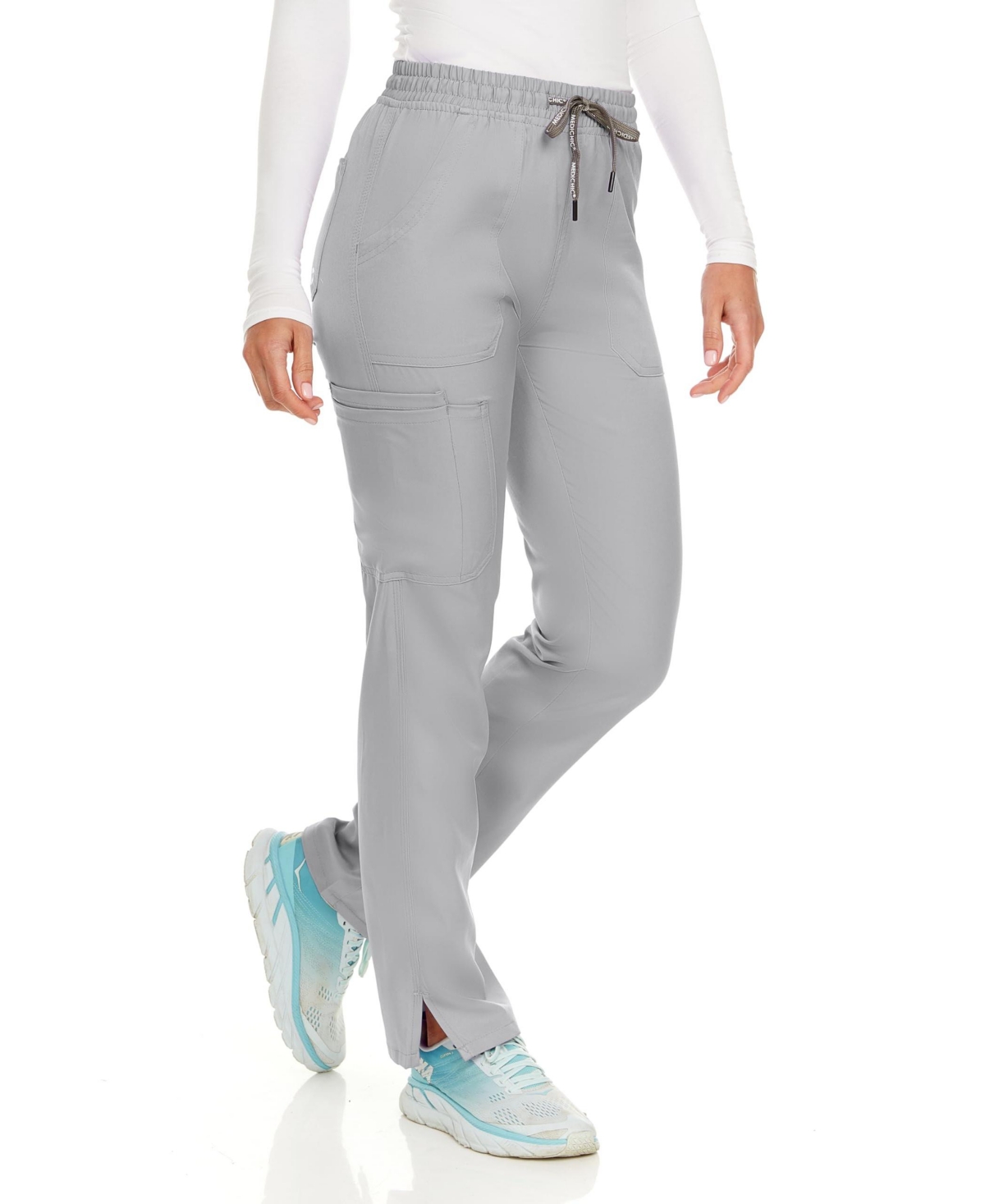 Petite Terri Stretch Straight Leg Six Pocket Cargo Scrub Pants, Ceil, X Large - Grape