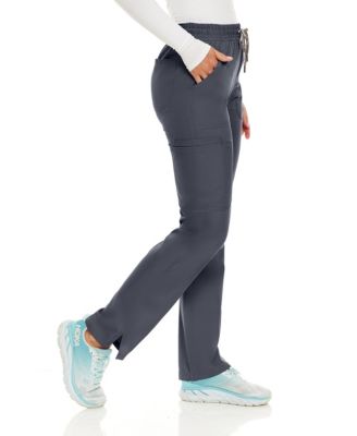 Petite Terri Stretch Straight Leg Six Pocket Cargo Scrub Pants, Ceil, X Large