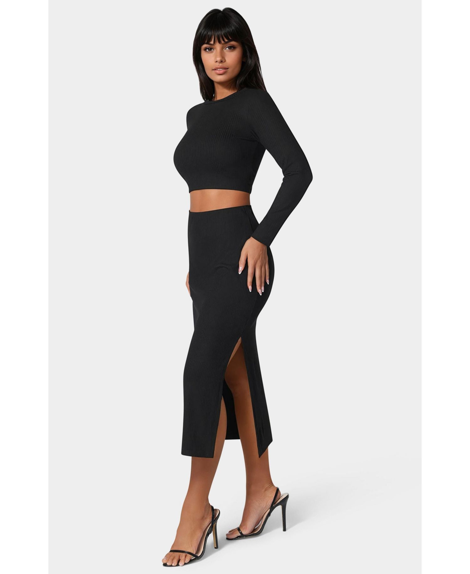 Women's Two Piece Rib Sweater Set