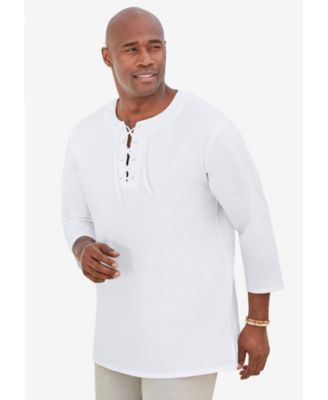 Big & Tall Gauze Lace-Up Shirt
