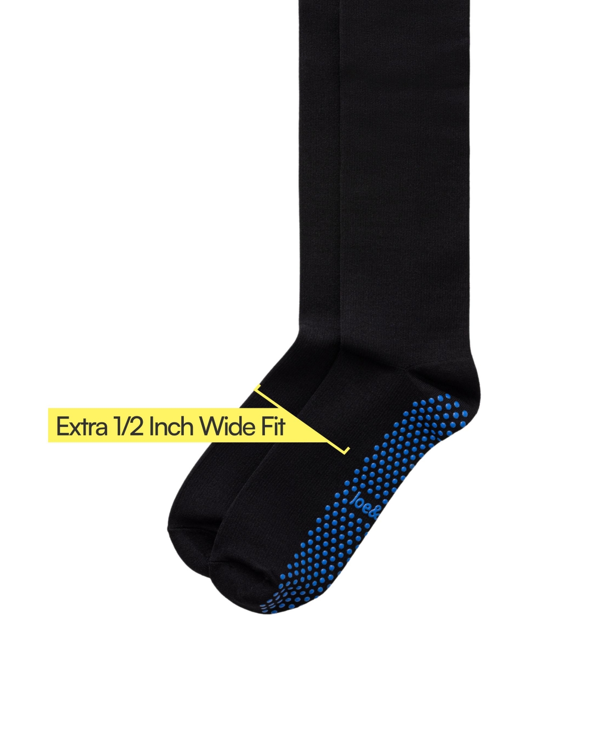 JOE & BELLA MEN'S UNISEX EXTRA-WIDE FIT COMPRESSION SOCKS WITH GRIPS 