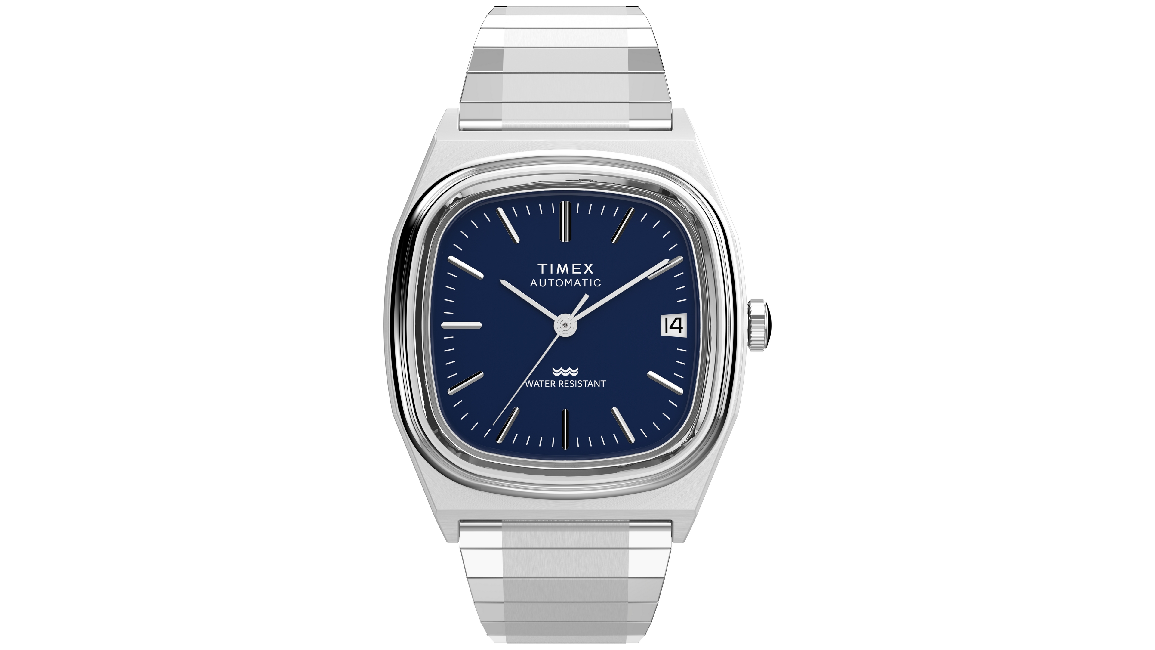 Timex Men's Mechanical Automatic Silver-Tone Stainless Steel Watch, 34mm