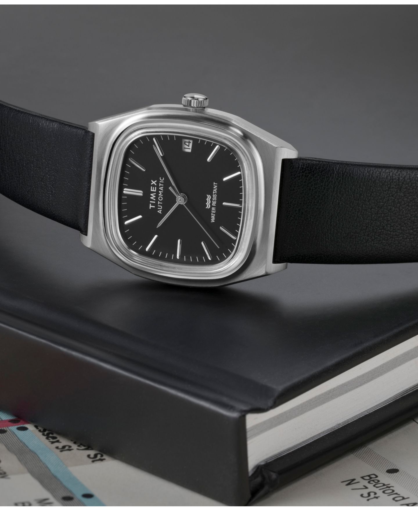 Мужские часы Timex Mechanical Automatic Black Leather Watch, 34mm — фото 6