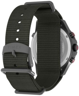 Men's Quartz Analog Green Nylon Watch, 43mm