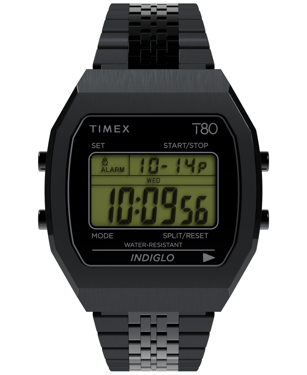 Timex Men's Quartz Digital Black Stainless Steel Watch, 36mm In Black