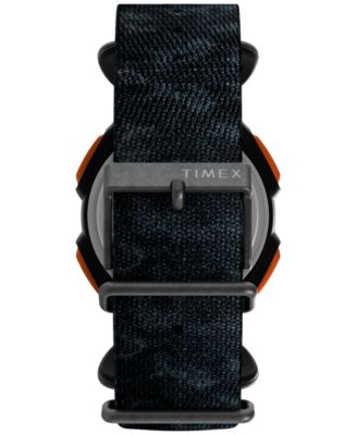 Men's Quartz Digital Black Leather Watch, 38mm