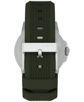 Men's Quartz Analog Green Silicone Watch, 45mm