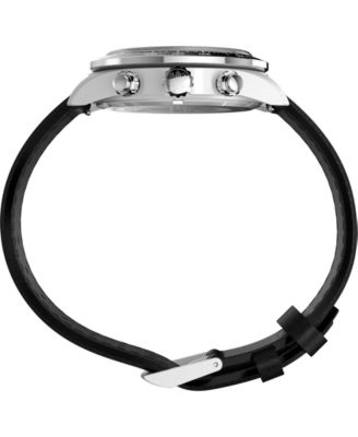 Men's Quartz Analog Black Leather Watch, 39mm