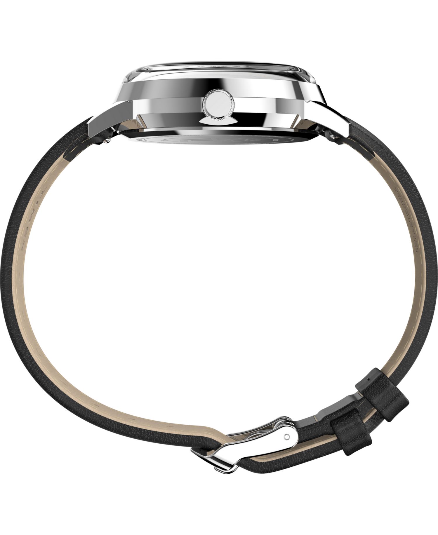 Unisex Quartz Analog Black Leather Watch, 38mm