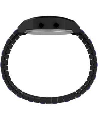 Men's Quartz Digital Black Stainless Steel Watch, 36mm