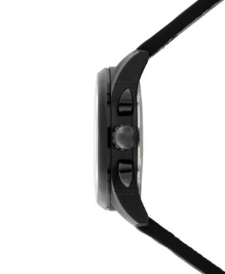 Men's Spitfire Lock Chronograph Black Leather Strap Watch, 42mm