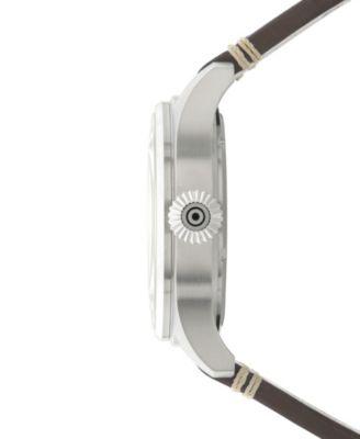 Men's Hawker Hurricane Clowes Automatic Brown Leather Strap Watch, 46mm