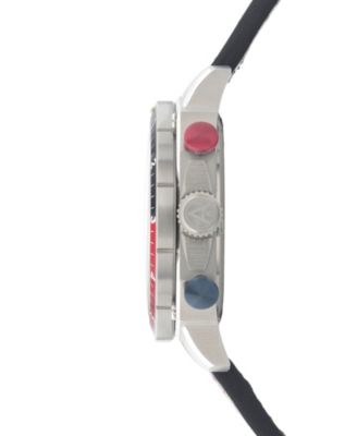 Men's Hawker Hunter Atlas Dual-Time Chronograph Black Leather Strap Watch, 43mm