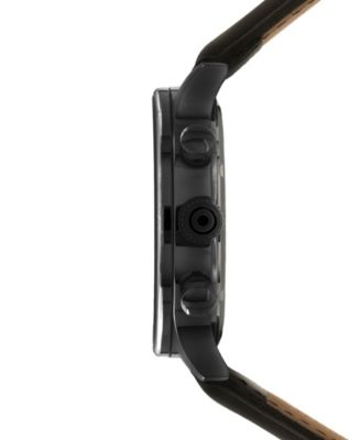 Men's Hawker Hurricane Classic Chronograph Black Leather Strap Watch, 43.5mm