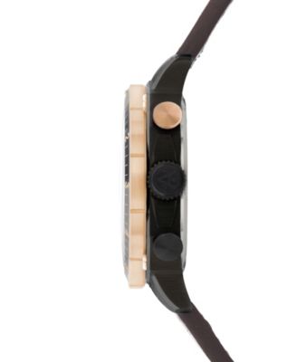 Men's Hawker Hunter Atlas Dual-Time Chronograph Brown Leather Strap Watch, 44mm