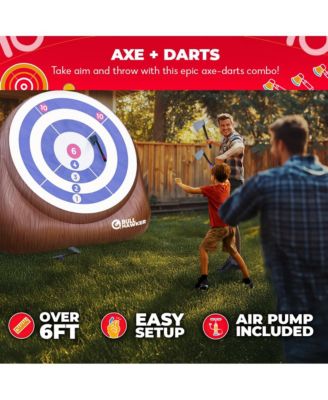 Bull Hawker | Giant Axe Darts (Over 6ft Tall) w/ 15+ Games | Axe Throwing Game for Backyard w/ Air Pump | Carnival Game