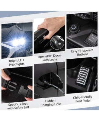 12V Kids Ride-On Car – Remote Control, 3 Speeds, LED Lights, Sounds, Black