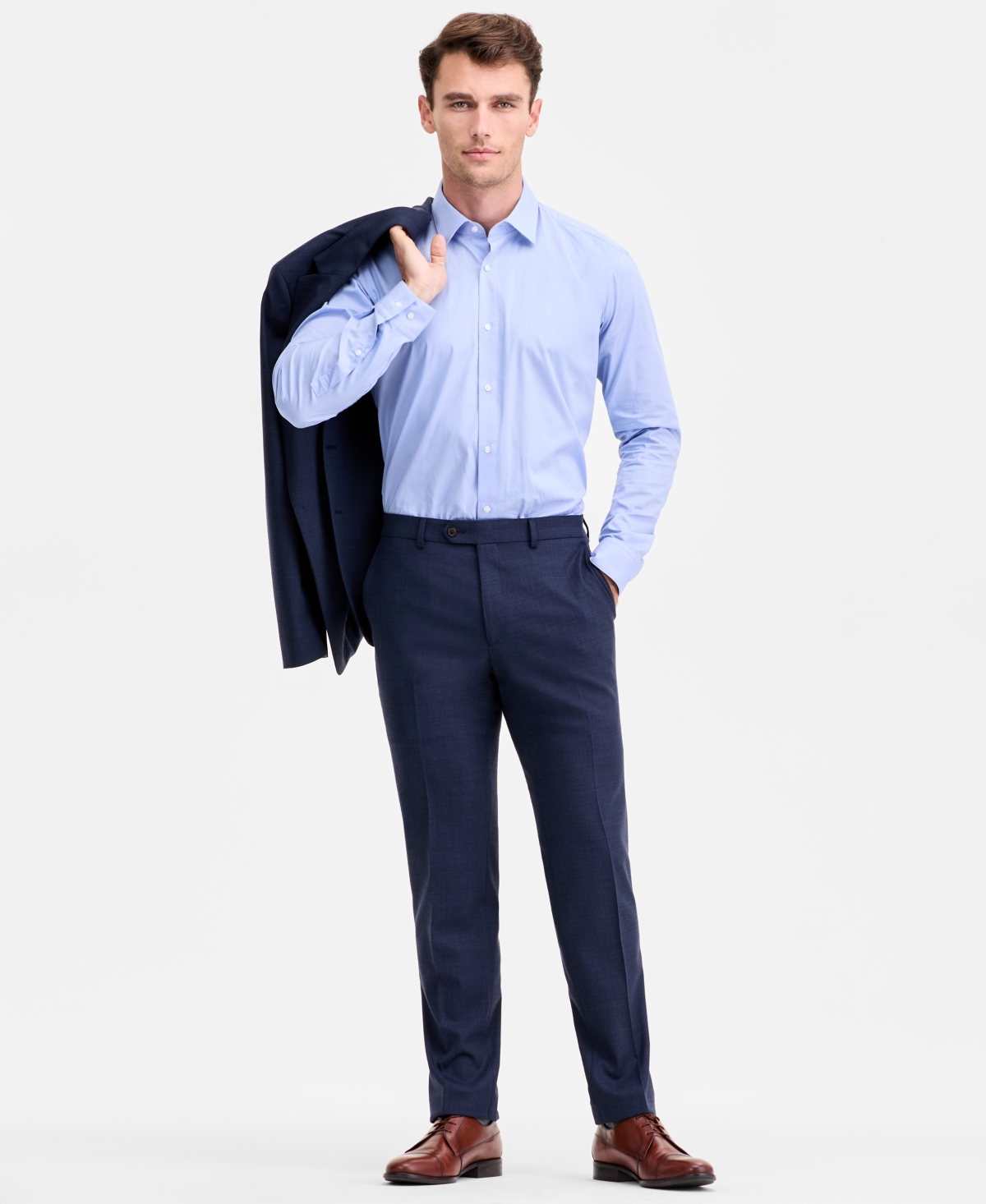 Ted By Ted Baker Men's Modern-fit Stretch Blue Sharkskin Wool-blend Suit Separate Pants In Blue