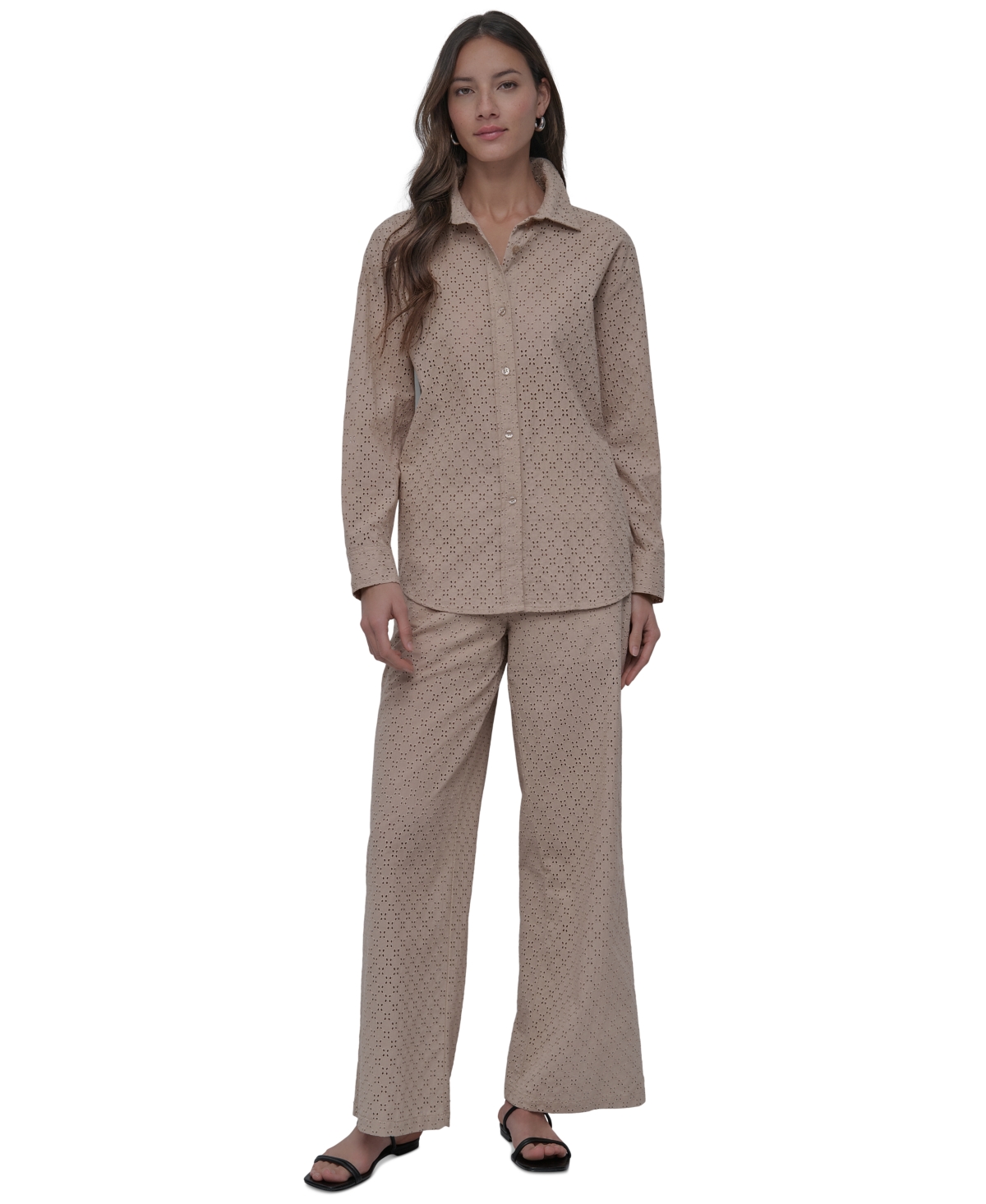 DKNY JEANS PETITE COTTON CLASSIC-FIT BUTTON-UP SHIRT 