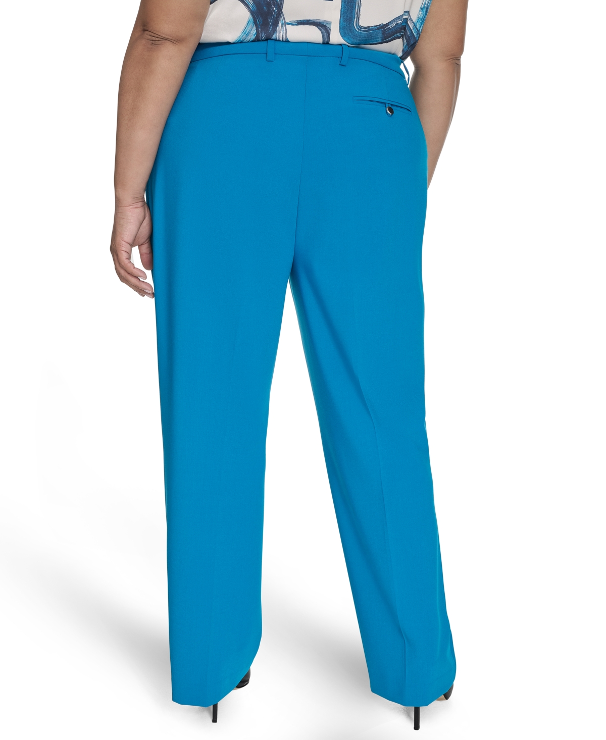 Calvin Klein Plus Size Lux Modern Fit Mid Rise Straight-leg Pants In Corsica