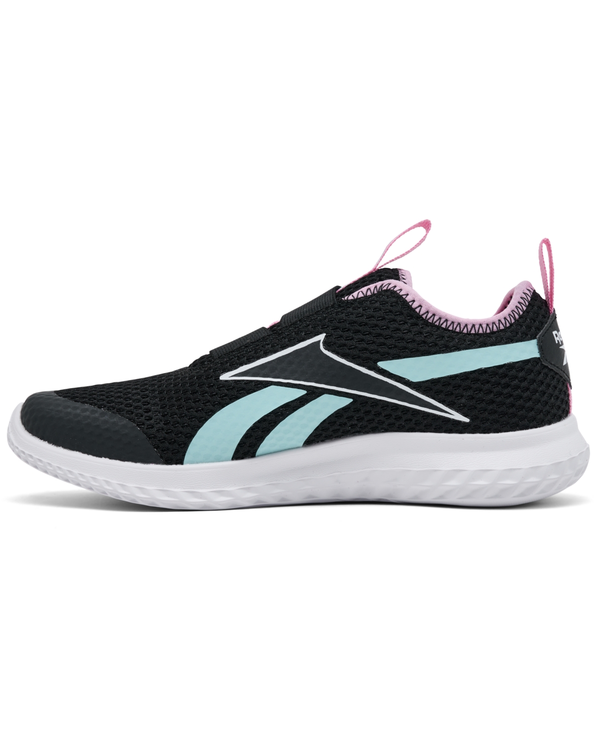 Reebok Little Girls Rush Runner Slip-on Casual Sneakers From Finish Line In Black,aqua