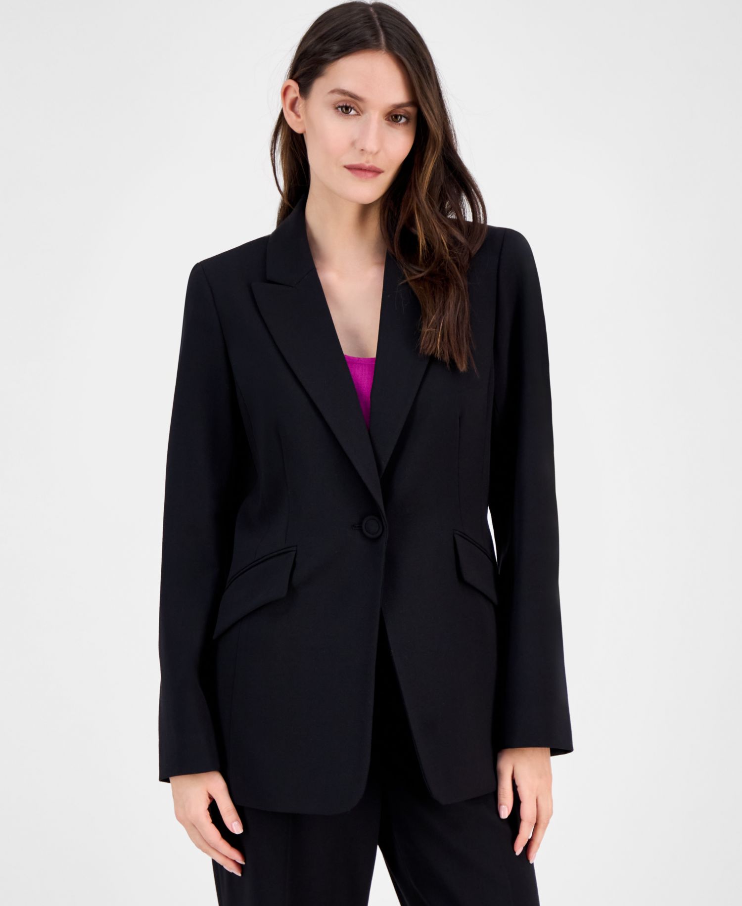 Peak-Lapel Button-Front Jacket