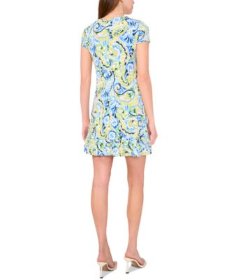 MSK Petite Paisley-Print Short-Sleeve Shift Dress Macy's