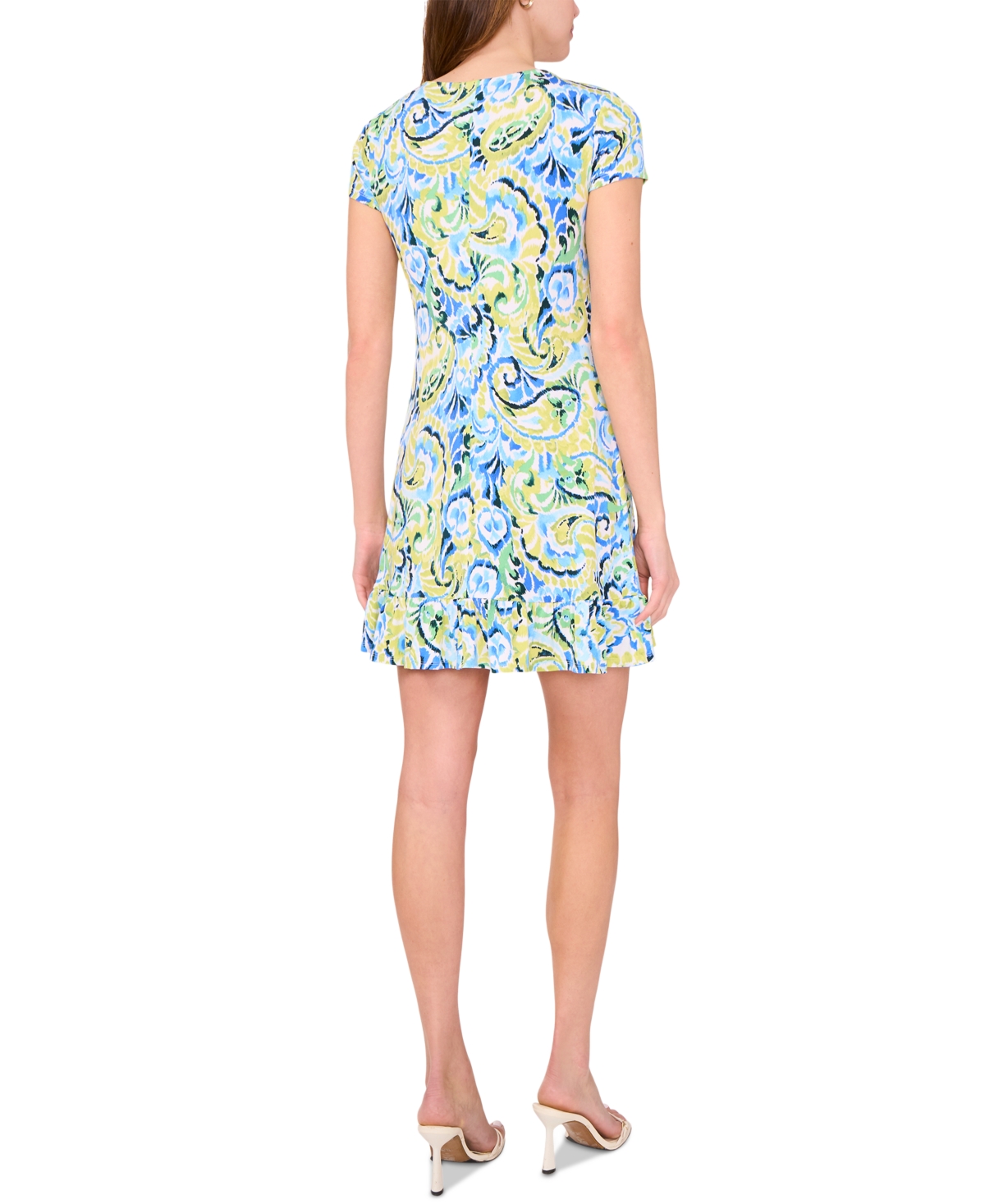 Msk Petite Paisley-print Short-sleeve Shift Dress