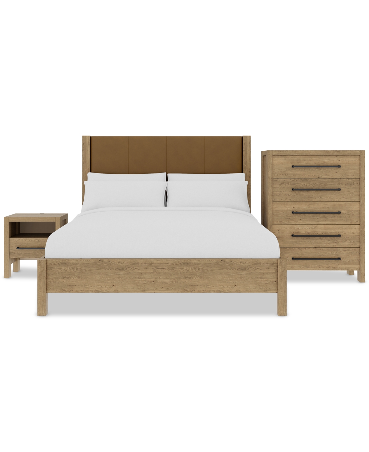 Macy's Davie 3-pc. King Set (leather Bed, Dresser & 1-drawer Nightstand), Created For  In Brown