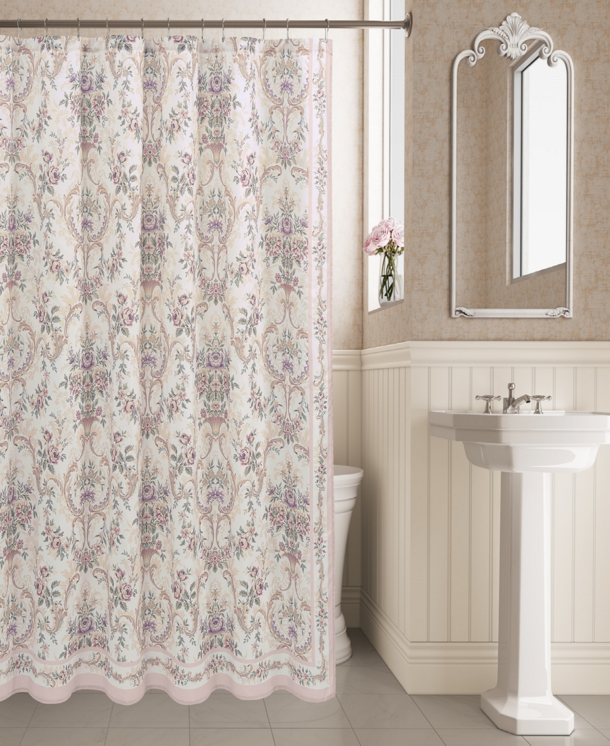 Royal Court Avant Garden Shower Curtain, 72" X 70" In Blush