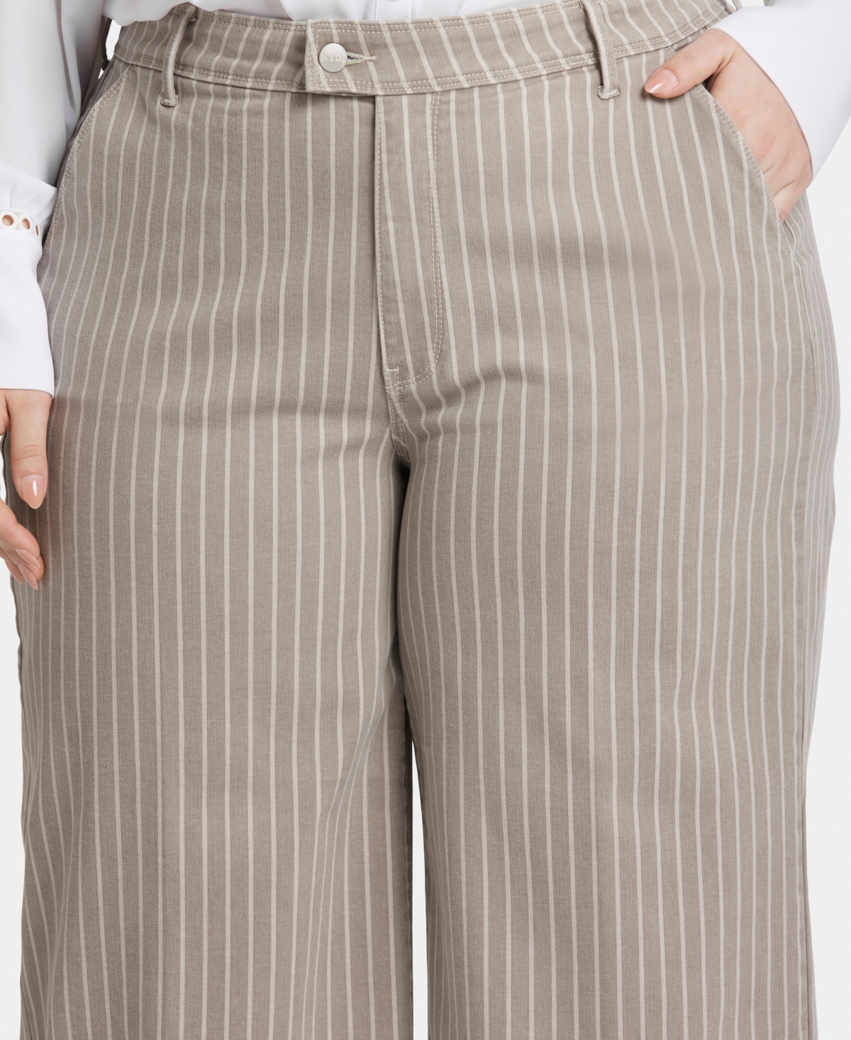 Nydj Plus Size Mona Wide Leg Trouser Ankle Jeans In Boardwalk Stripe